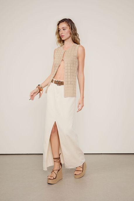 Saia Sarja Longo Abertura Frontal Pristine - 34