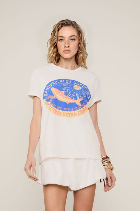 Tshirt Malha Crispy Sardines Off White - M