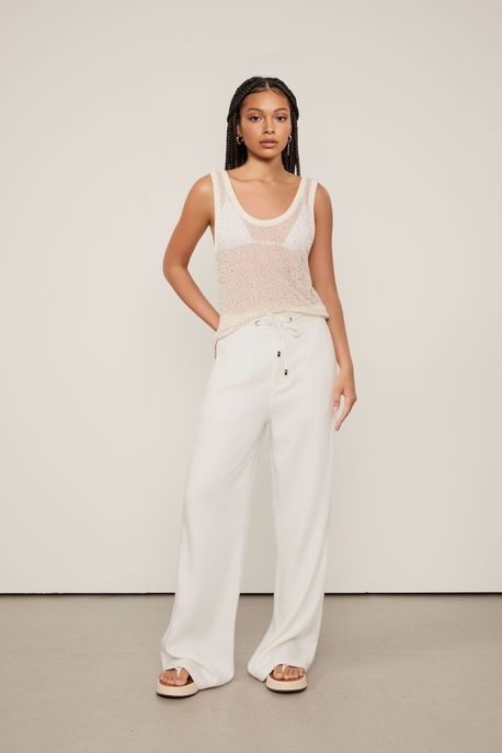 Regata De Tricot Com Micanga Off White - M