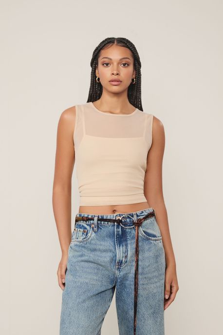Regata De Tule De Malha Off White - M