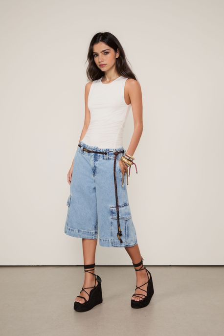 Regata De Malha Franzida Off White - P