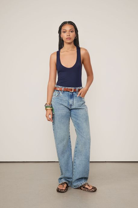 Regata Malha Tricot Nadador Azul Navy - M