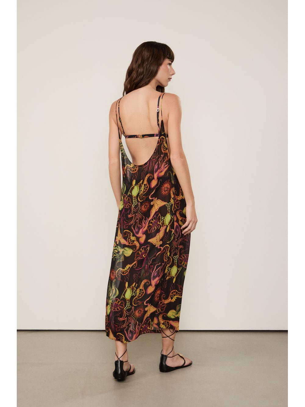 Animale — Vestido De Georgette Leve Assimétrico Estampado Resort