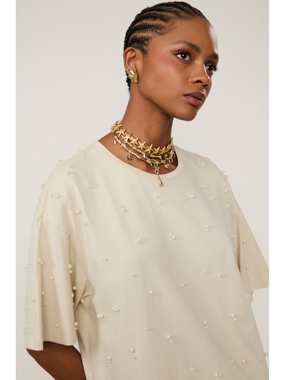 Animale — Vestido De Malha Com Pérolas Aplicada