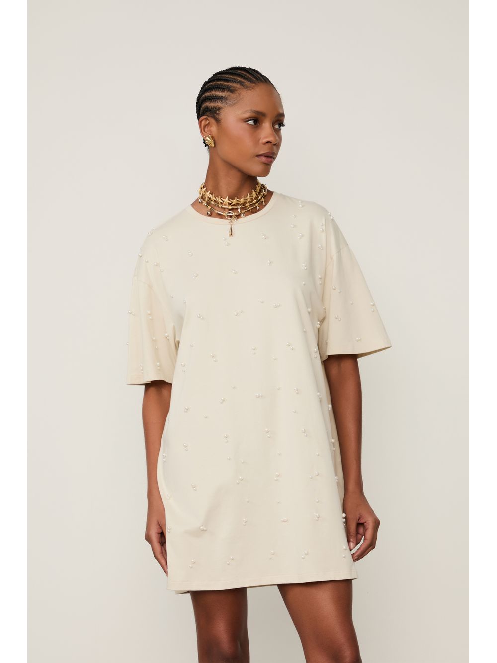 Animale — Vestido De Malha Com Pérolas Aplicada