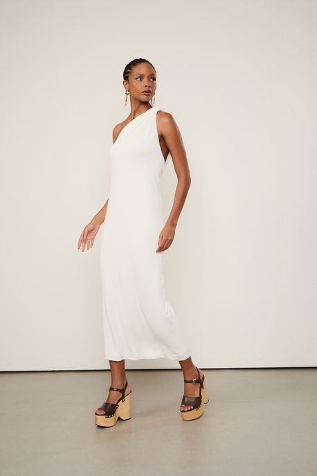 Vestido De Malha Ombro Só Off White Off White - GG