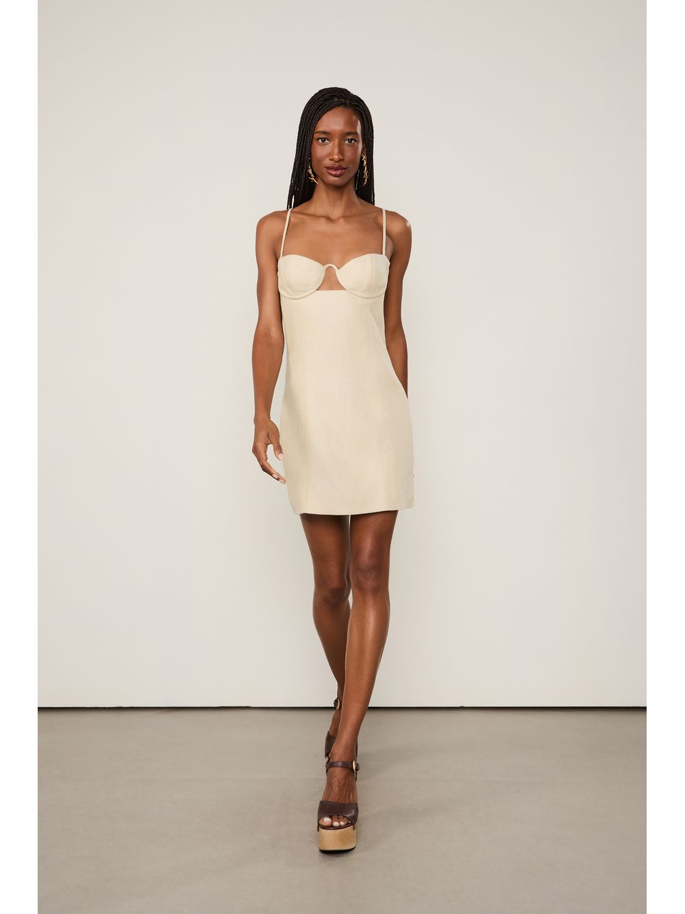 Animale — Vestido De Linho Curto Off Acqua