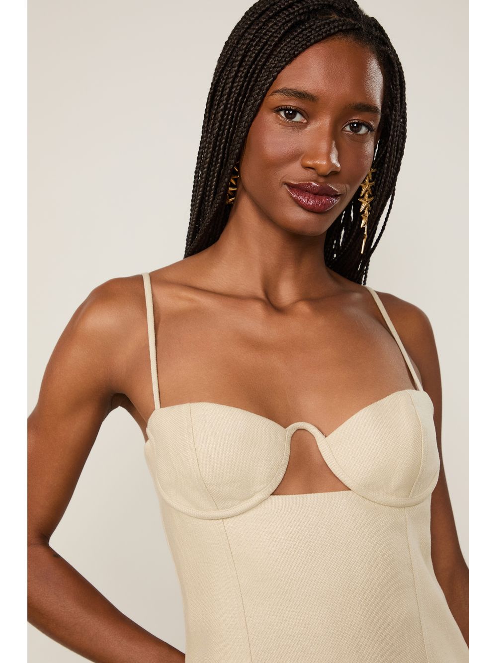 Animale — Vestido De Linho Curto Off Acqua