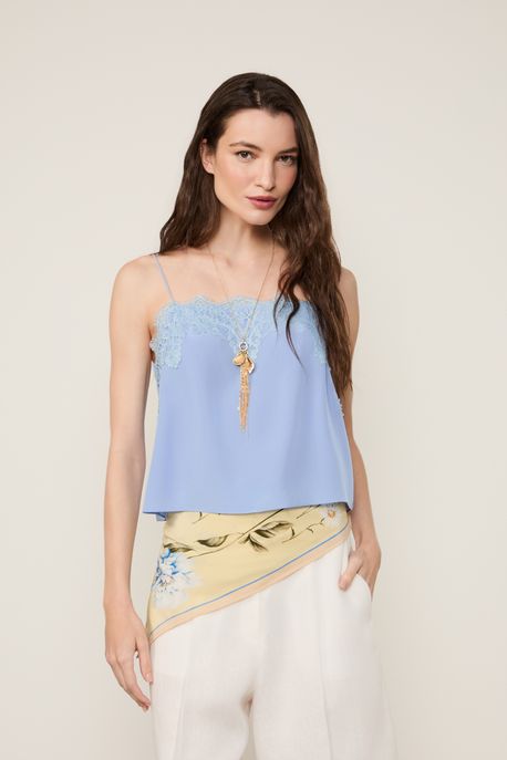 Regata De Seda De Alcinha Lilás Decote Reto Lilas Jacaranda - 42