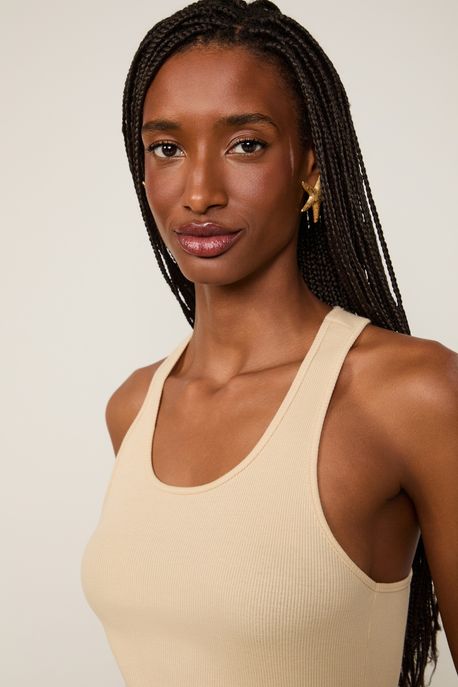 Regata De Malha Rib Nadador Bege Trigo - GG