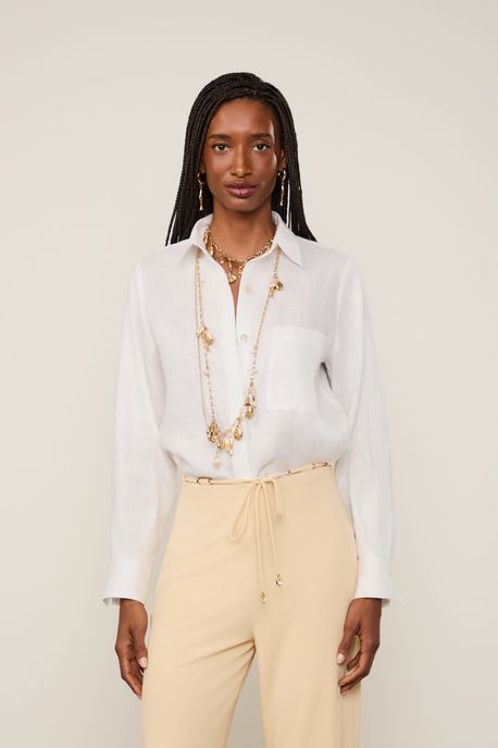 Camisa De Linho Manga Longa Branco - 42