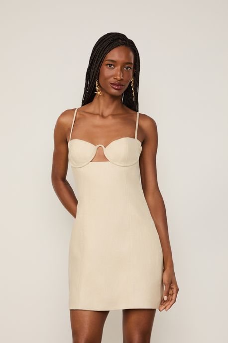Vestido De Linho Curto Off Acqua Off Acqua - 42