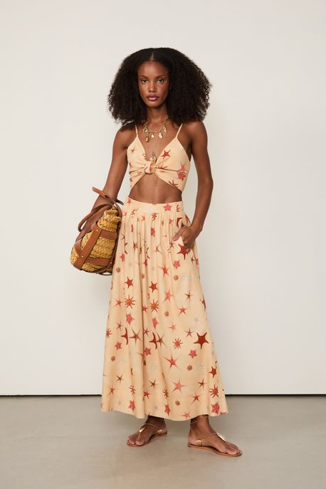 Saia Midi Fig Estrelas Est Fig Estrelas Color - 44