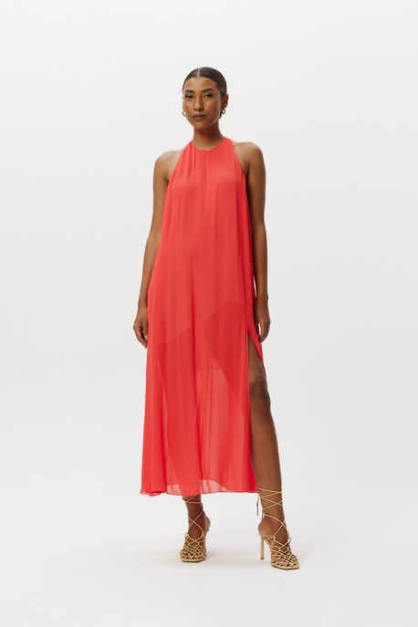 Vestido Midi Fenda Vermelho Agridoce - 42