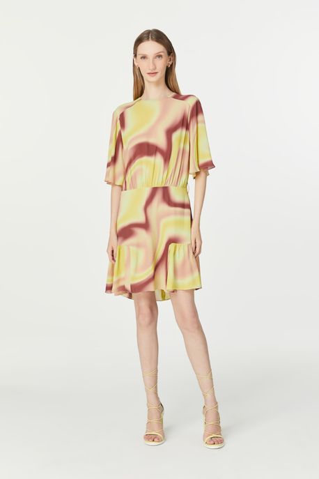 Vestido Curto Estampado Sortidos Est Abstrato Curvas Esplendido e Raiz p - 40