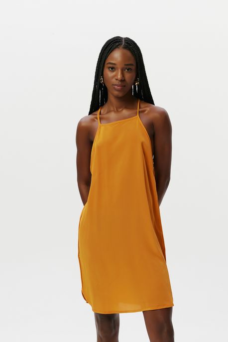 Vestido Curto Seda Caramelo Deserto - 36