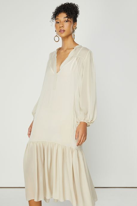 Vestido Amplo Bege Silver - 38