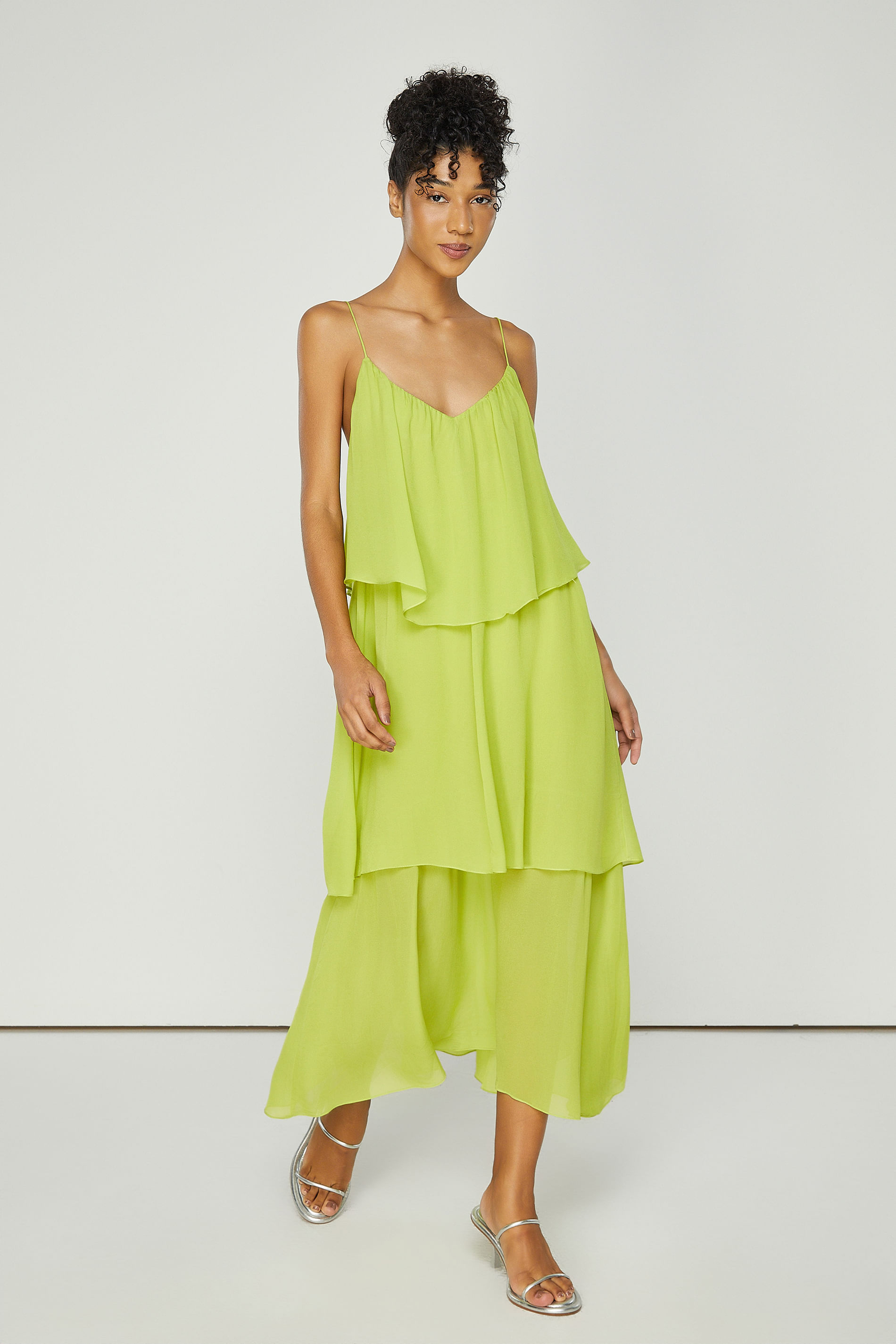 Vestido Longo Fluido Smp2 - Verde Mineral - 36