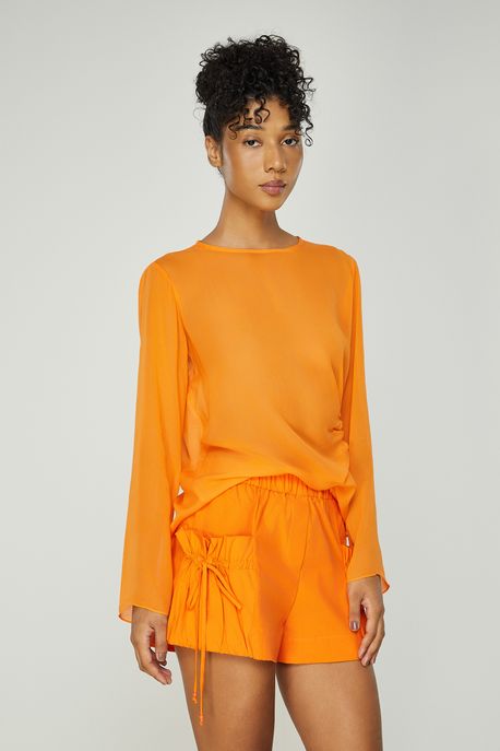 Short Bolsos Franzidos Smp Laranja - G