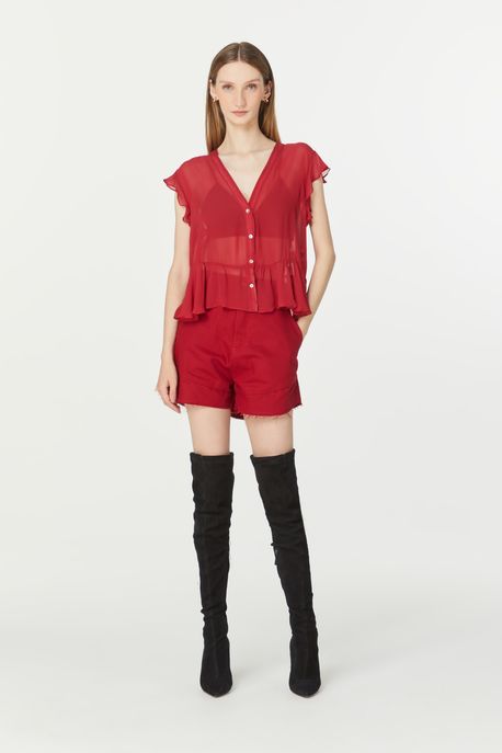 Short Sarja Enginner Colors Vermelho Rio - 38