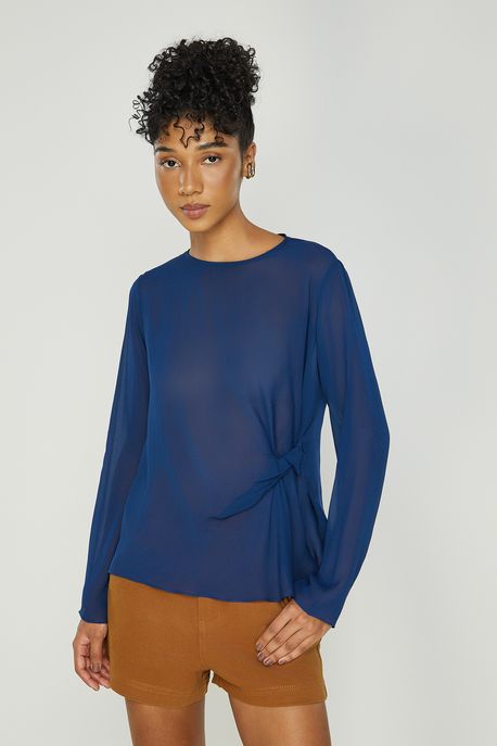 Blusa Manga Longa Smp2 Marinho Mila - 42