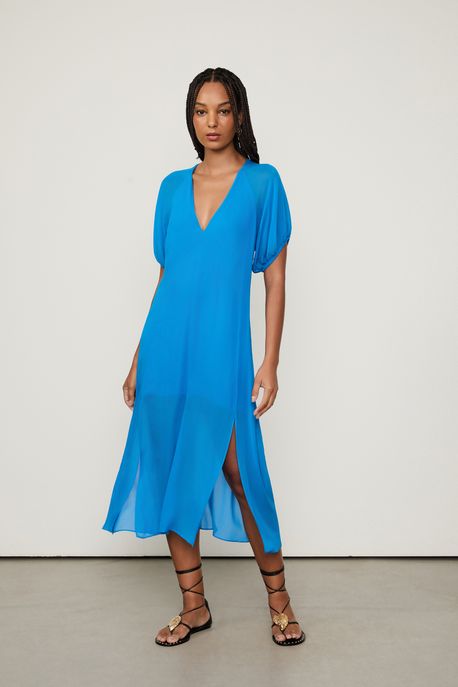 Vestido Clarinha Liso Azul Alegre - 38