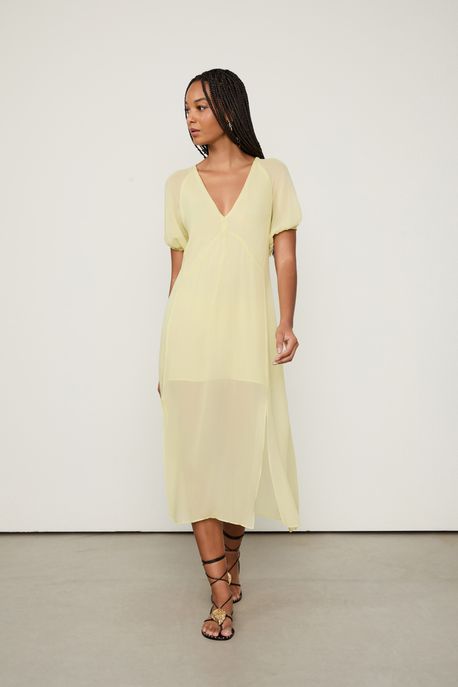 Vestido Clarinha Liso Amarelo Iris - 42