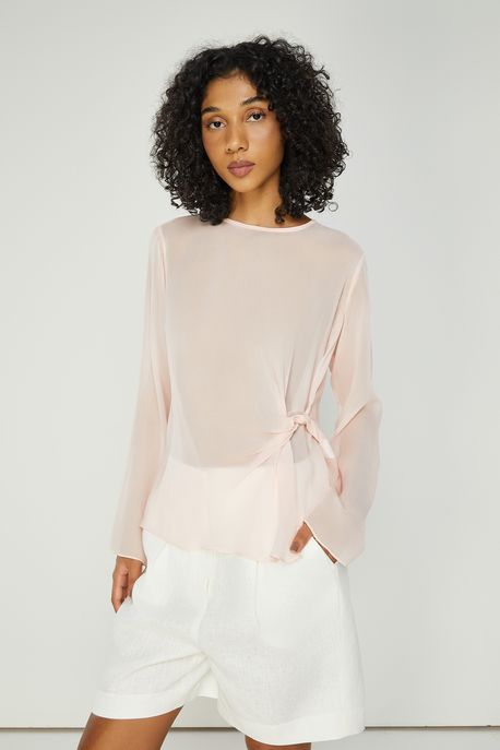 Blusa Manga Longa Rosa - 40