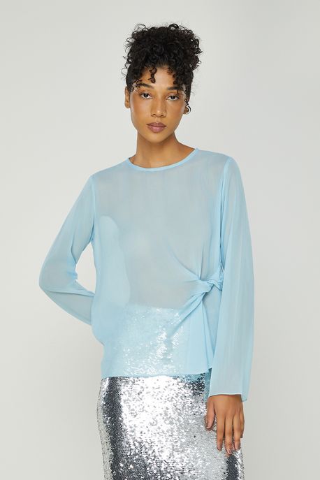 Blusa Manga Longa Azul - 36