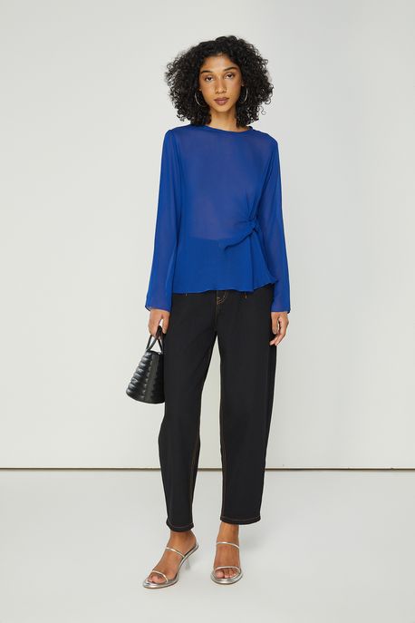 Blusa Manga Longa Azul Mazarine - 36
