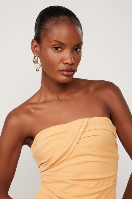 Body De Malha Crepe Papaya Transpasse Com Alça Removível Laranja Papaya - M