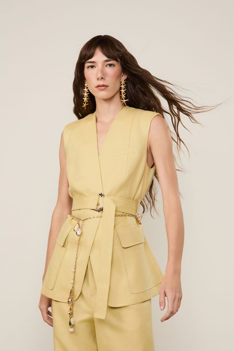 Colete Bolsos Frente Amarelo Vintage Amarelo Vintage - 42