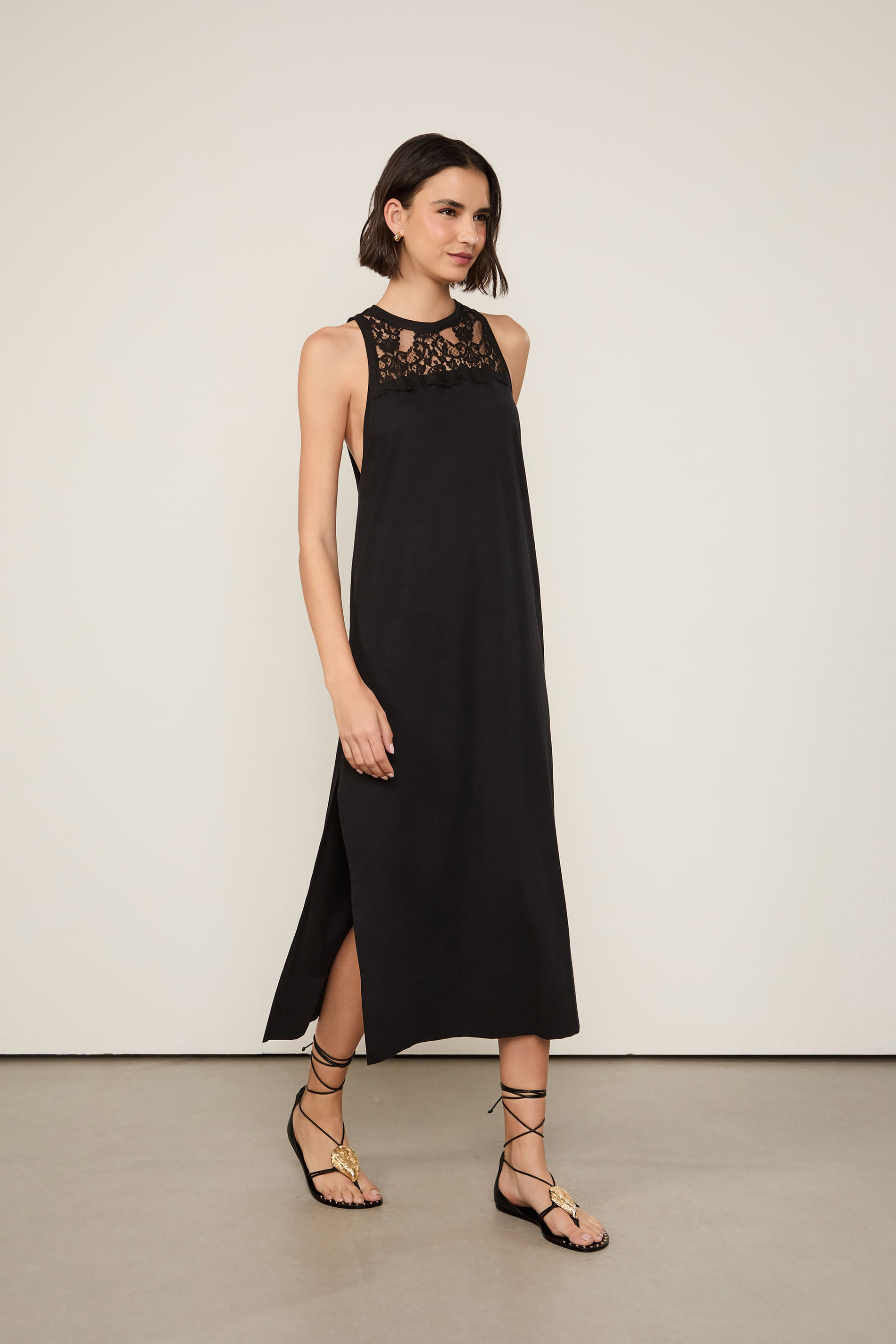 Vestido Regata Renda Malha