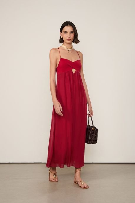 Vestido De Seda Com Cut Vermelho Vermelho Rio - 40