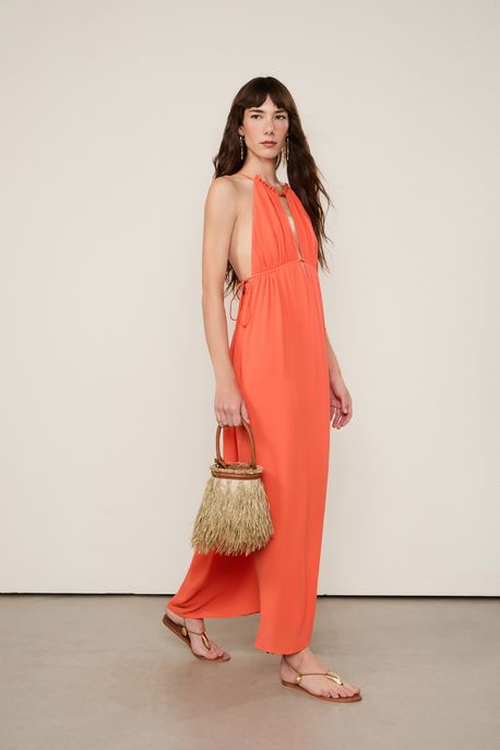 Vestido De Georgette Midi Laranja Laranja Seringueti - 38