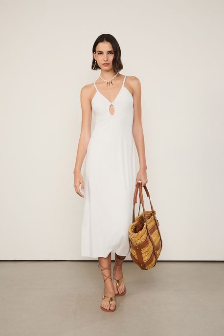 Vestido Gota Franzido Off Branco - M