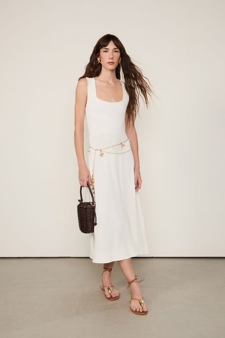 Vestido Decote Bailarina Off Off White - PP