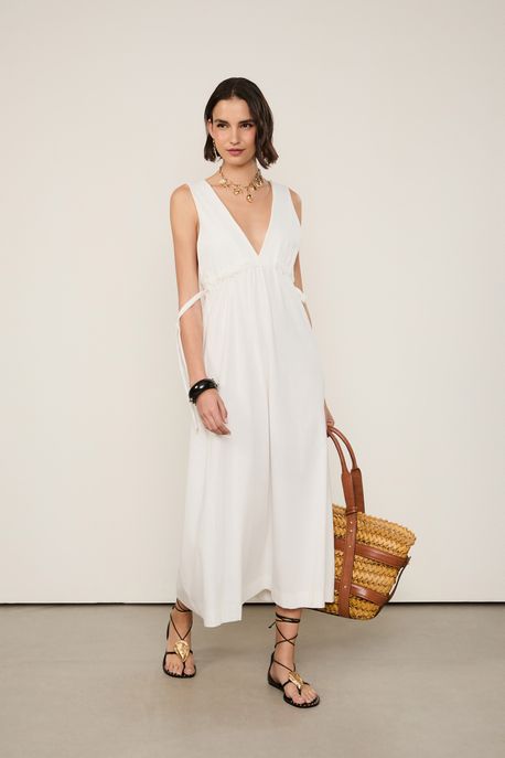 Vestido De Malha Amarracao Lateral Off Off White - M