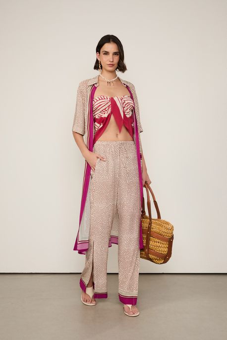 Calça Reta Estampado Est Textura Square Begonia - 36