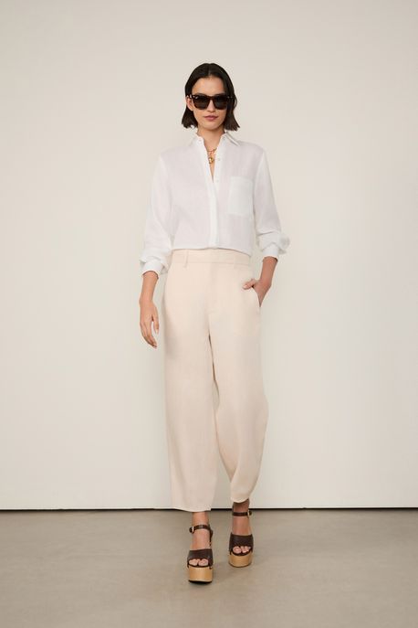 Calça De Linho Bege Nevasca Bege Nevasca - 38