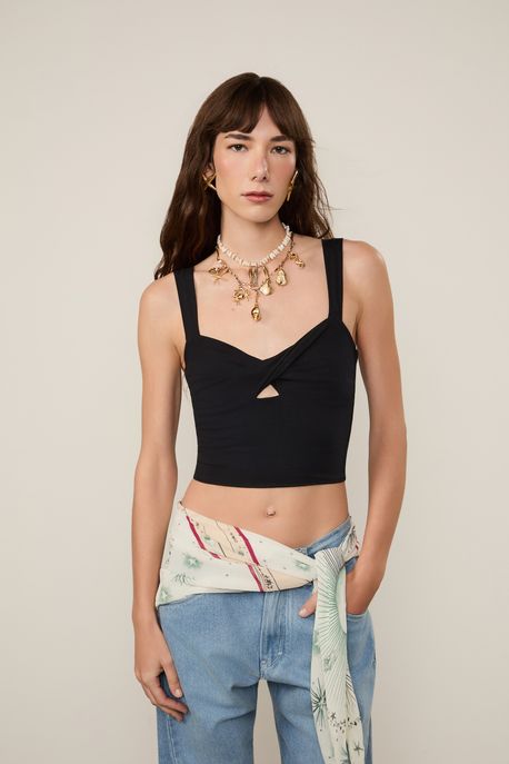 Top Busto Torcido Basic Preto - M