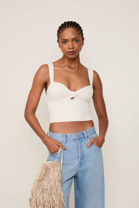 Top Busto Torcido Basic Off White - PP