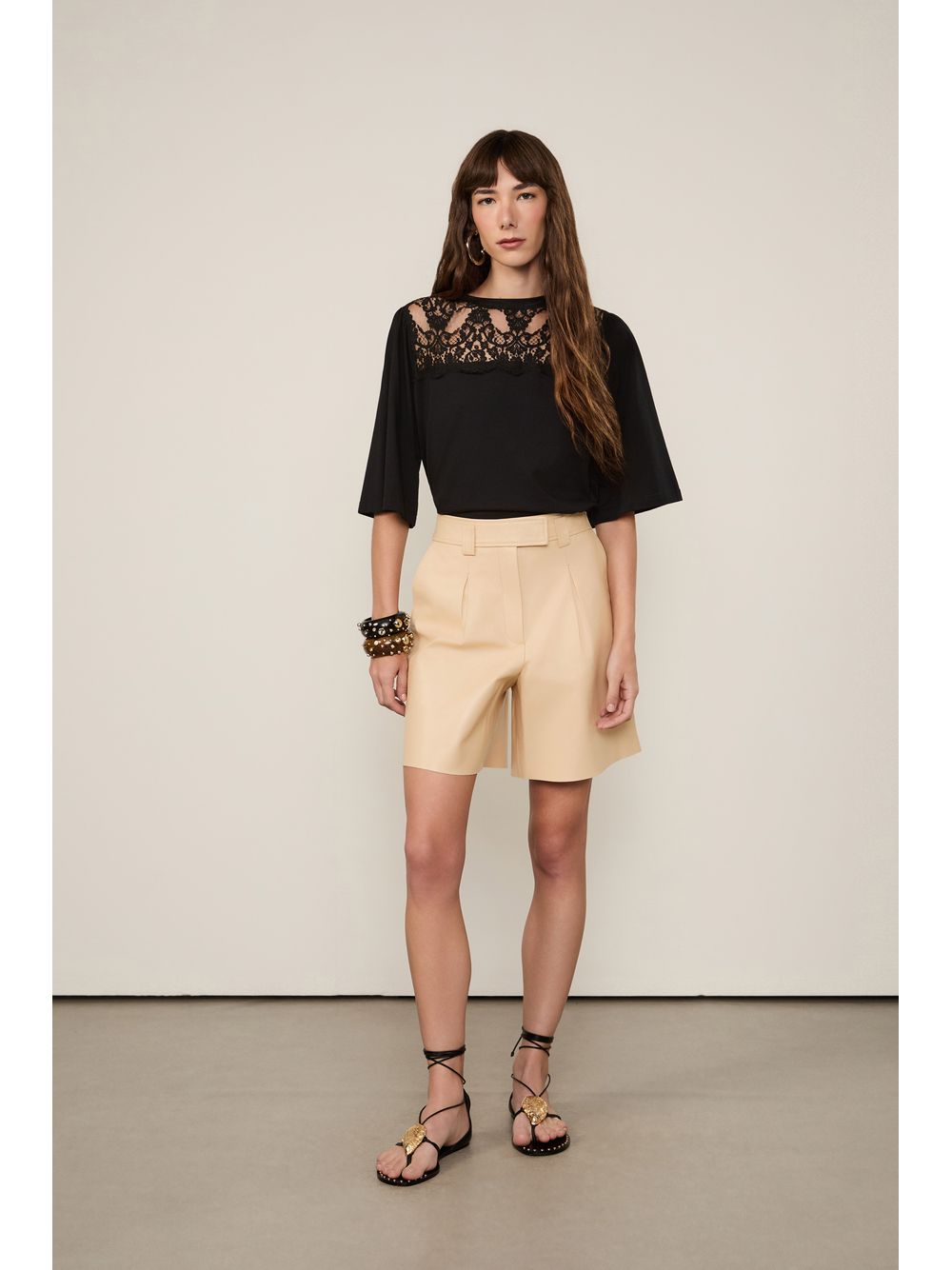 Animale — Blusa Bata Renda Preto