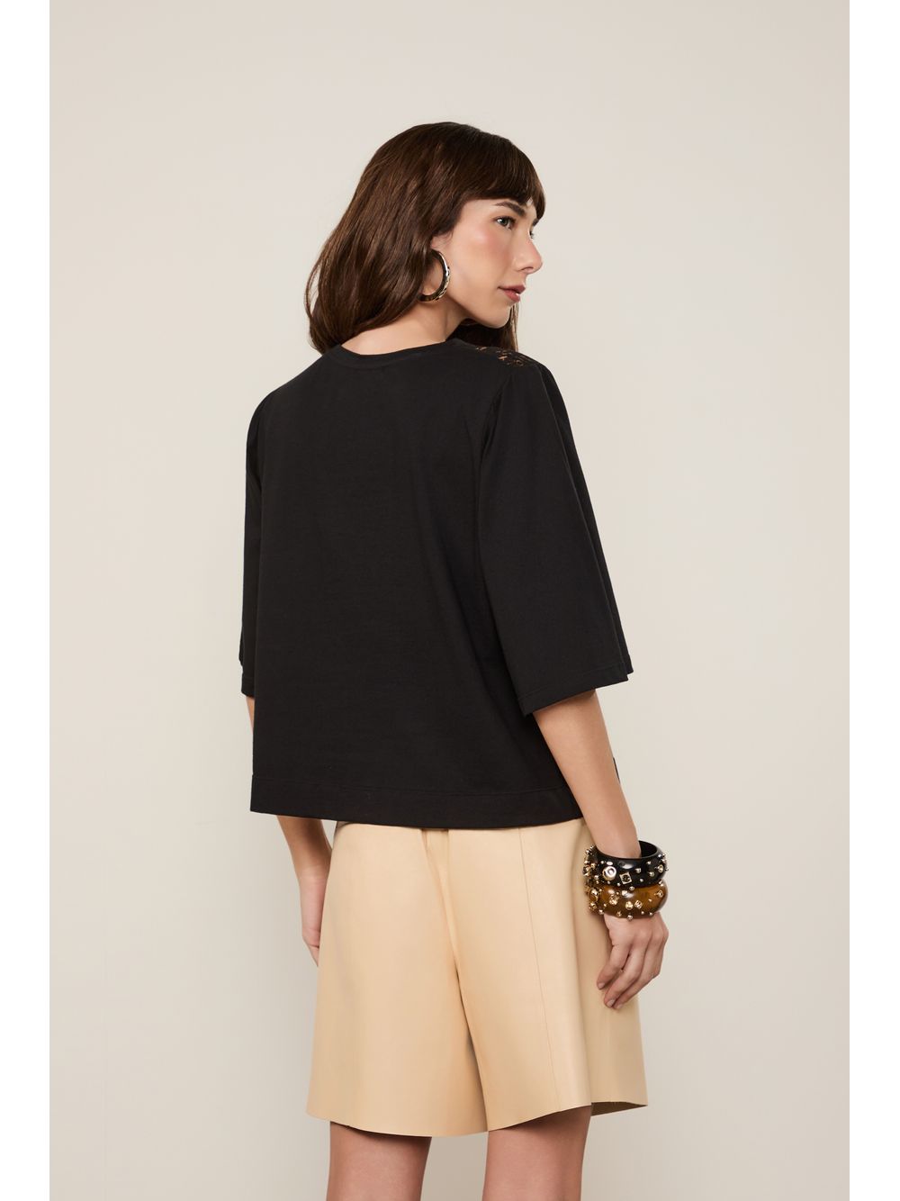 Animale — Blusa Bata Renda Preto
