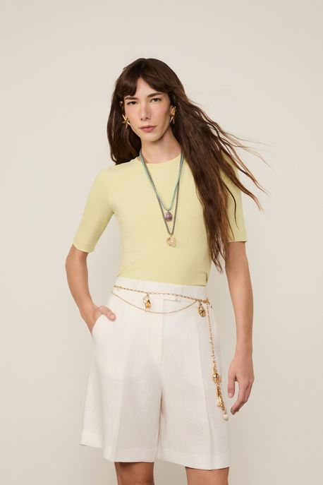 Blusa Tee Manga Media Colors Verde Cha 12-0530 Tcx - PP