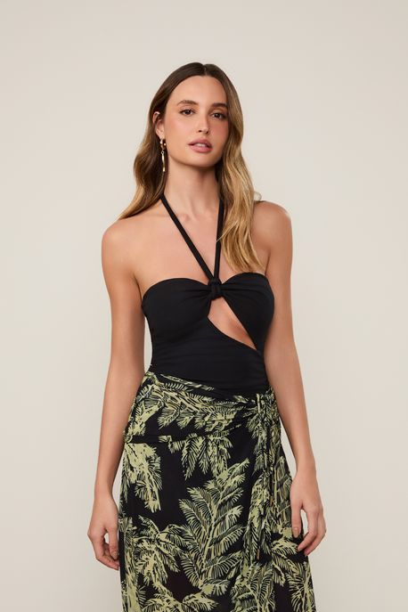 Body Vazado Amarracao Corda Preto Preto - M