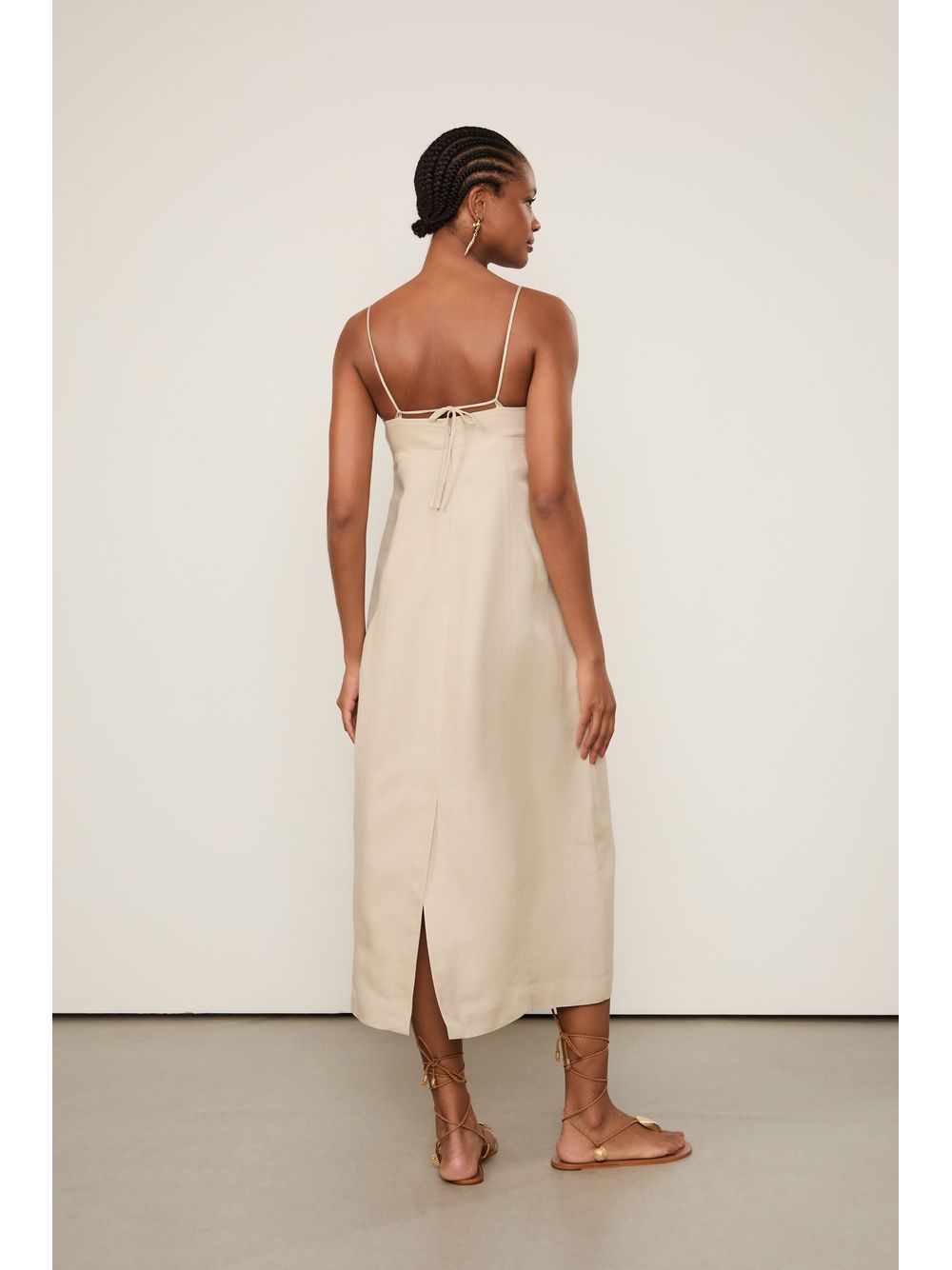 Animale — Vestido Midi Com Linho Chino