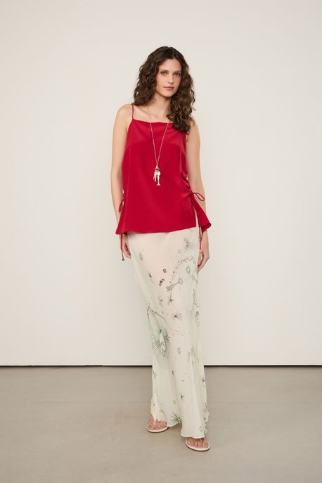 Blusa De Seda Com Detalhe Franzido Vermelho Vermelho Rio - 38
