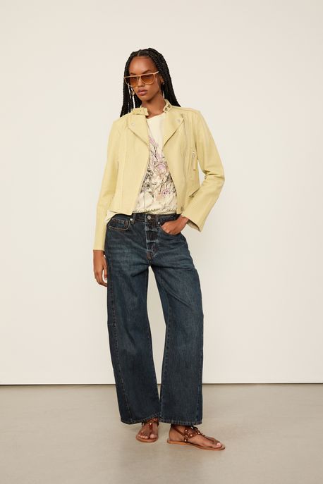 Jaqueta De Couro Motor Furadinha Verde Matcha - 40