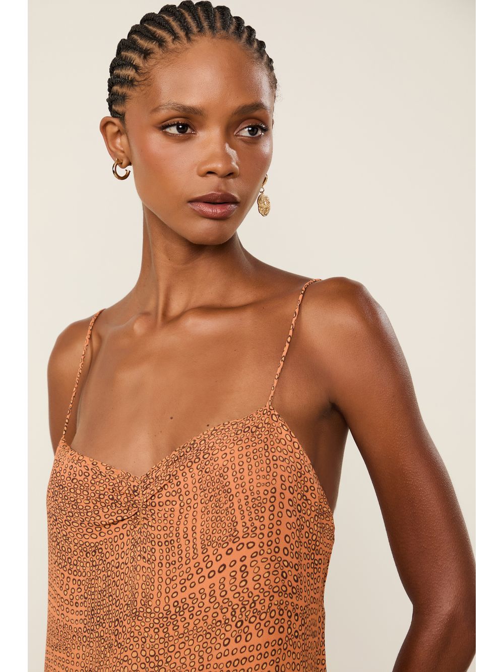 Animale — Vestido De Georgette Midi Estampa Alcinha